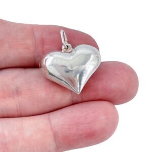 Vintage Sterling Silver 925 Puffy Heart Pendant
